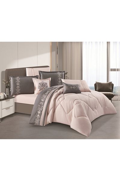 HOURS Horse Navrin 8-piece comforter set, embroidered with a modern and distinctive pattern, Carina-004