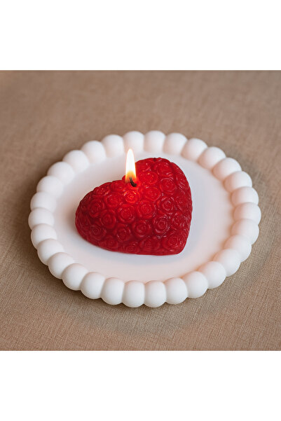 aymumi home Dekoratif Yatık Kalp Mum – Gül Detaylı El Yapımı Sevgililer Günü ...