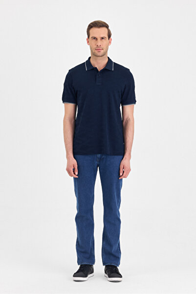 ENQUE Чоловічий базовий некручений поло з прямим коміром, прямий крій, бавовна, slim fit футболка