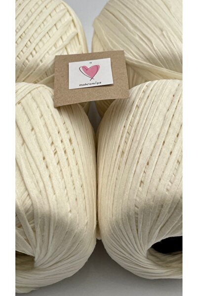 Makromİps PREMİUMSOFT RAFFİA İP 50 gr 65 m (4 adet)YUMUŞAK DOĞAL EBRULİ RAFYA ÇANTA İPİ KAĞIT İP EL ÖRGÜ HOBİ