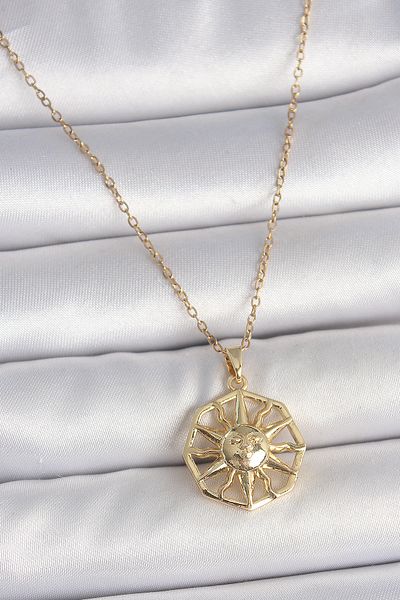 Skygo 316L Steel Gold Color Chain Embroidered Sun Model Women's Necklace - Tj-Bko10104
