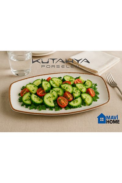 MAViHOME Colorful Edge Cream 27 X 15 cm Oval Boat Presentation Plate Single