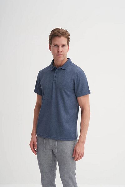 Cazador Polo Neck Navy Blue Men's T-Shirt 4222