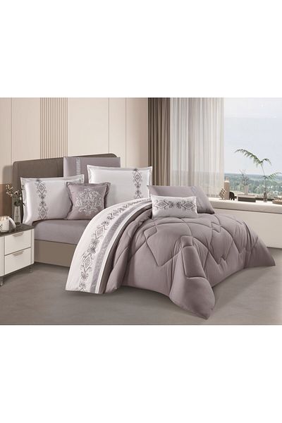 HOURS Horse Navrin 8-piece comforter set, embroidered with a modern and distinctive pattern, Carina-007