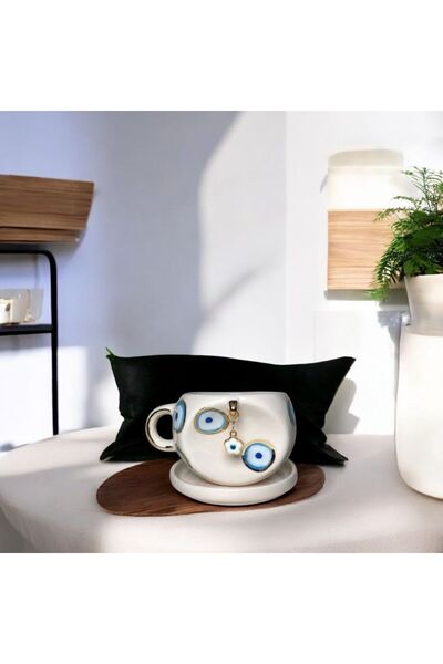 Ceresshop NAZAR CHARMLI MUG EL YAPIMI SERAMİK