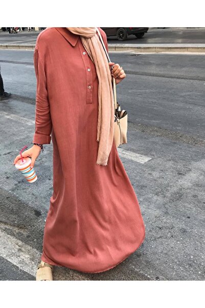 Motto Collection Koyu Somon şile bezi elbise