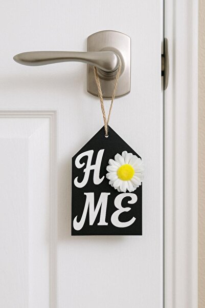 MACROMEKİDS Στολίδι πόρτας HOME Ξύλινο διακοσμητικό αξεσουάρ εισόδου σπιτιού με γραμμένο λουλούδι |   Σχεδιασμός που μπορεί να κρεμαστεί στο βραχίονα της πόρτας