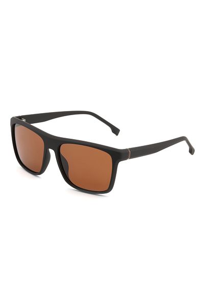 Angel Eyes Rectangle Design Brown Frame Brown Glass Polarized Men's Goggle Ce Certified