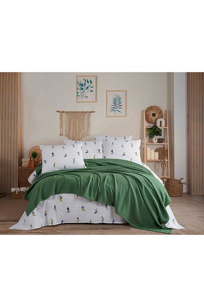 Beğenal 100% Cotton Dance of Colors Sky Green Colored Double Pique Set