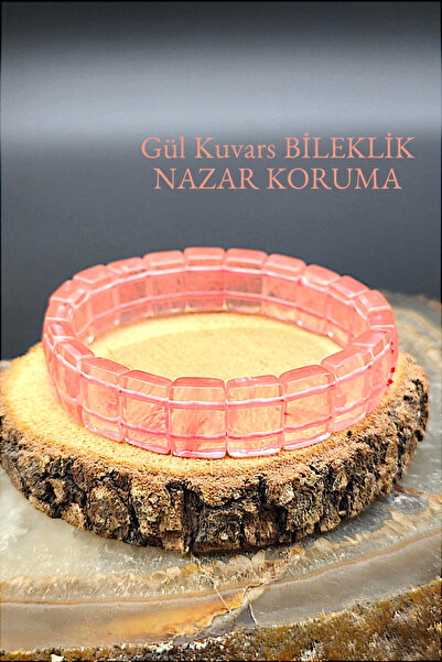 NBS Beautiful Naturel Stones Gül Kuvars Doğal Taş Bileklik Unisex ( Kaliteli ...