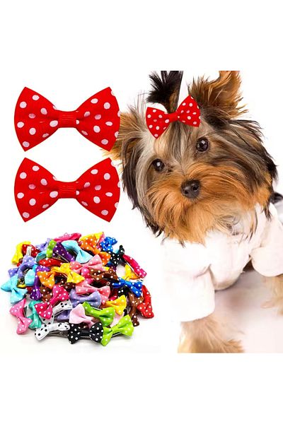 LO ADORO 8 Pieces Polka Dot Dog Buckle Cat Dog Accessory Bow Ribbon Buckle Minink Dostuma Buckle