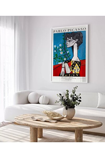 VOGLOO Çerçevesiz Poster Pablo Picasso Jacqueline with Flowers