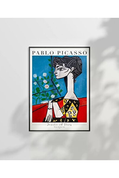 VOGLOO Çerçevesiz Poster Pablo Picasso Jacqueline with Flowers