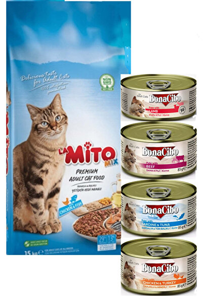Mito Mix Kedi Maması 1 kg + 4 Adet Yaş Mama
