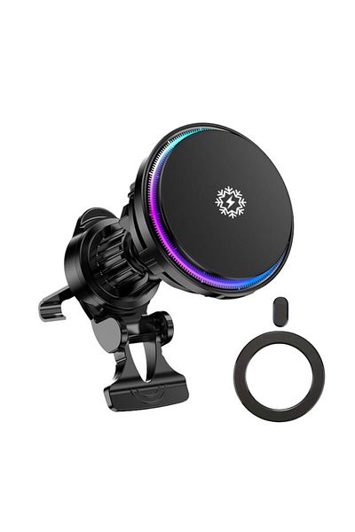 e-Wantay Încărcător Auto Wireless X82, 15w, Magsafe, Magnetic, Răcire Activă, Prindere Ventilație, 2 În 1