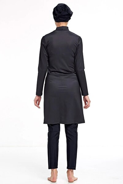 Bordomix 4300 Women's Black Leopard Detailed Hijab Swimsuit