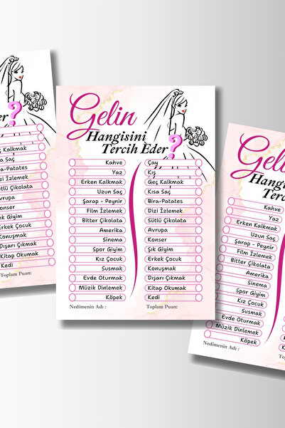 Metranya Gelin Hangisini Tercih Eder? 15 Adet Bekarlığa Veda Partisi Oyun Kartı Bride To Be Nedime Soru Kartı