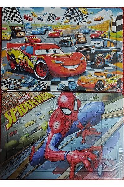 ada çanta kırtasiye 2 Pieces Puzzle Puzzle (33Cm*23Cm*42Pcs) (Cars / Spider Ad.)