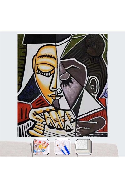 Pastelya Sayılarla Boyama Seti Çerçeveli Kasnaklı Masum Kadın 40x50 cm