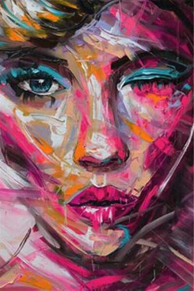 Pastelya Sayılarla Boyama Seti Çerçeveli Kasnaklı Peme Ve Kadın 60x75 cm