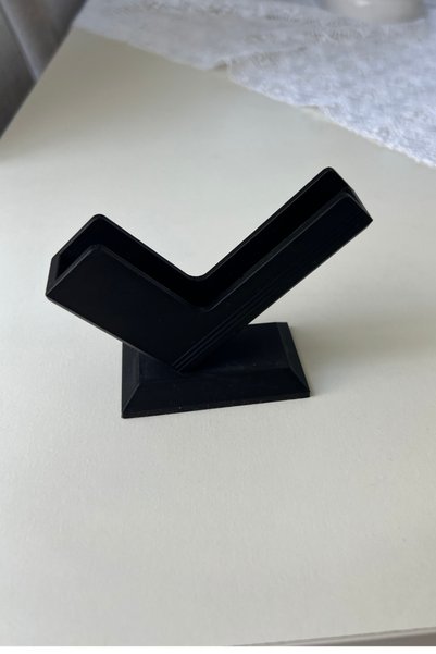 lina hobby Black Modern Desktop Business Card Holder 10×8 cm – Stylish Office Accessory