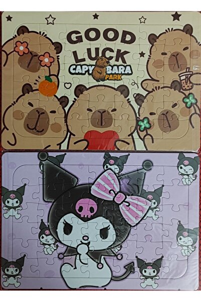 ada çanta kırtasiye 2 Adet Puzzle Yap Boz (33CM*23CM*42PARÇA) (Capybara/Kuromi)