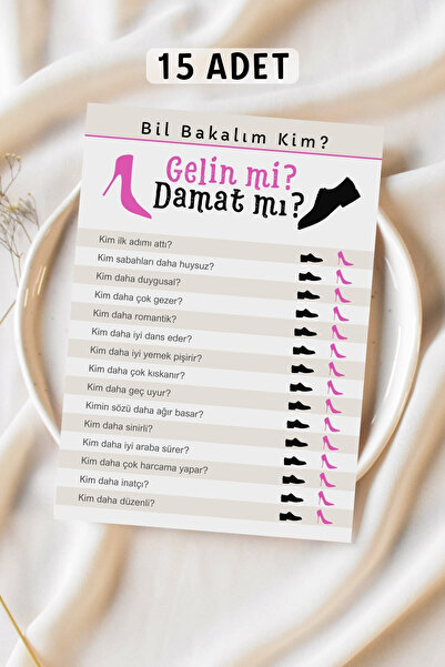 Metranya Gelin Mi? Damat Mı? 15 Adet Bride To Be Soru Kartları Düğün Nişan Be...