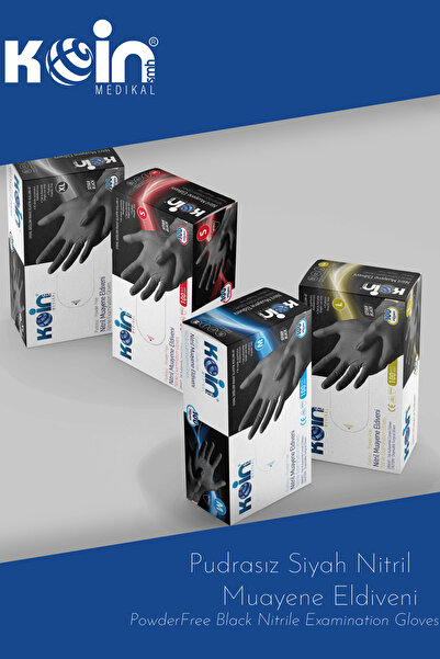 KOİN Pudrasız Siyah Nitril Eldiven Büyük (L) - 100 adet