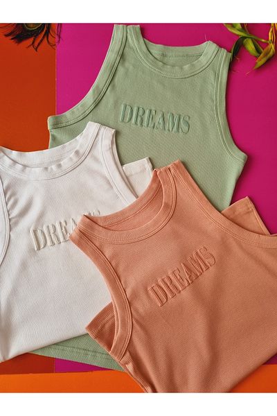 Demirsa Boutique Halter Neck 3-Piece Powder, Green and White Color Modal Camisole Women's Undershirt