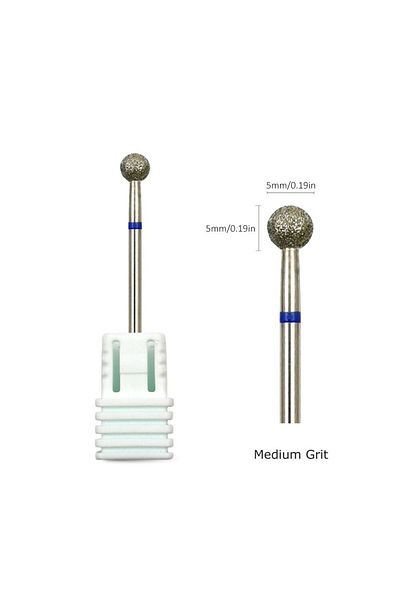 hytoos D050d-m 5.0mm Ball Nail Drill Bits Fine Diamond Cuticle Burr Russian Mills Electric Manicure