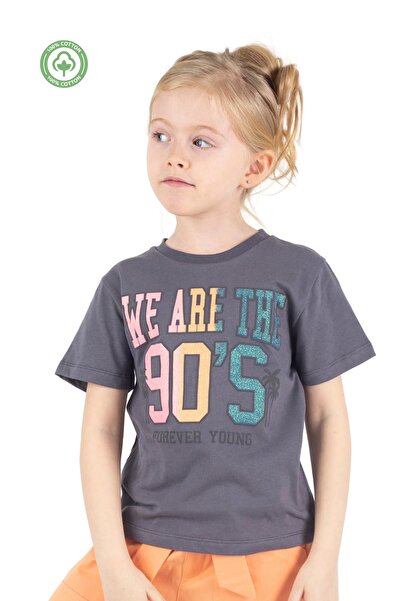 Divonette Дівчача футболка з коротким рукавом, 100% бавовна, з принтом «90’s Forever Young»