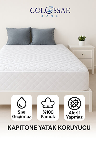 COLOSSAE HOME %100 Pamuk Kapitone Fitted Alez – Sıvı Geçirmez Yatak Koruyucu ...