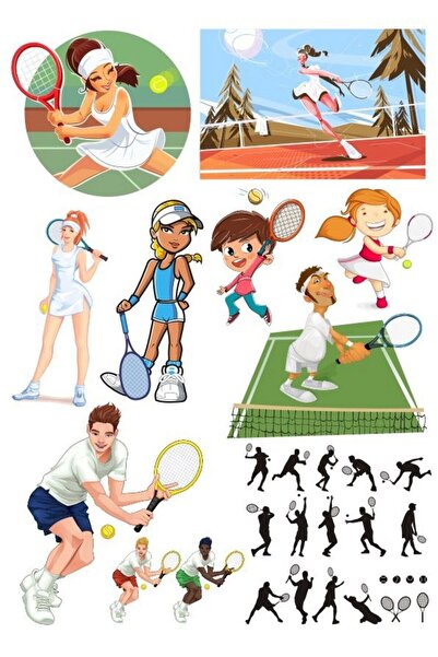 Reysa Tasarım Tenis Sticker Set 20 Parça Telefon, Tablet, Defter, Laptop Sticker