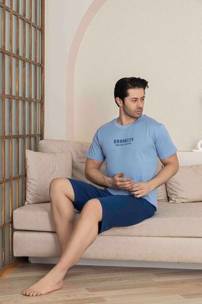 Tarık BABA OĞUL KOMBİN ALK ÜST KISA KOLLU BERMUDA BOY ŞORTLU BİSİKLET YAKA PİJAMA TAKIMI-4009