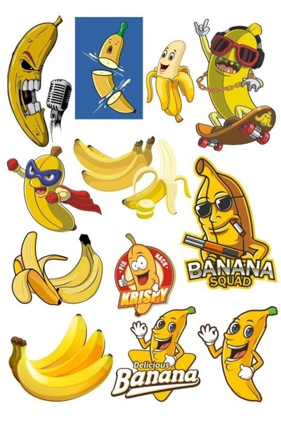 Reysa Tasarım مجموعة ملصقات الموز-1 13 قطعة للهاتف والكمبيوتر اللوحي والكمبيو...