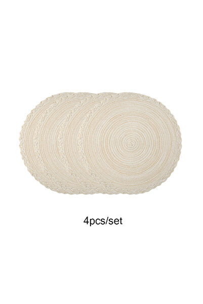 Choice طقم مفارش طاولة مستديرة من 4 قطع، مقاس 38 سم، بيج، رائج البيع، مصنوع من القطن المنسوج، مقاوم للحرارة، غير قابل للانزلاق
