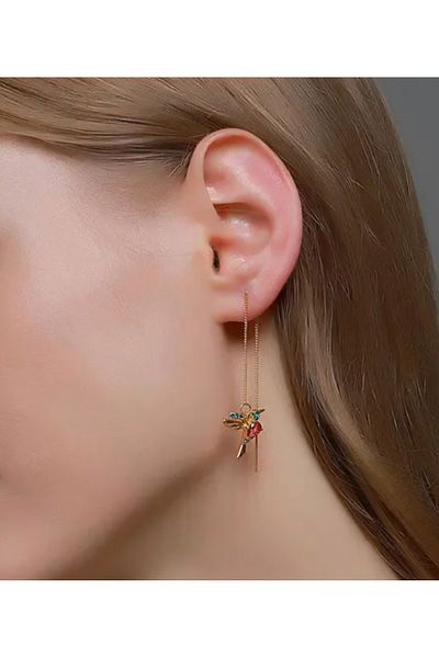 reyselstyle Crystal Stone Hanging Bird Earrings