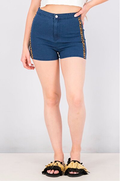 Jennyfer Women Textured Denim Shorts, Denim Blue