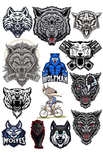 Reysa Tasarım مجموعة ملصقات Wolf Wolfs-1 مكونة من 13 قطعة للهاتف والكمبيوتر ا...