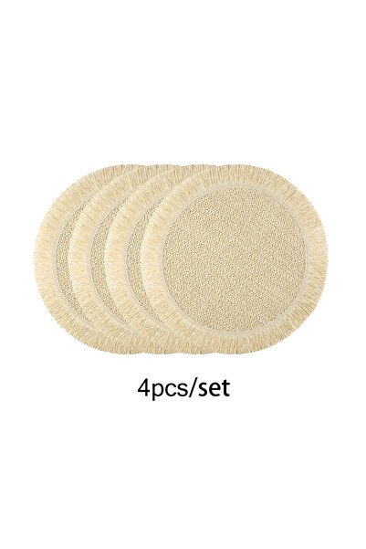 Choice Round 38 cm beige Set of 4 Table Round Woven Paper Placemat for Dining...