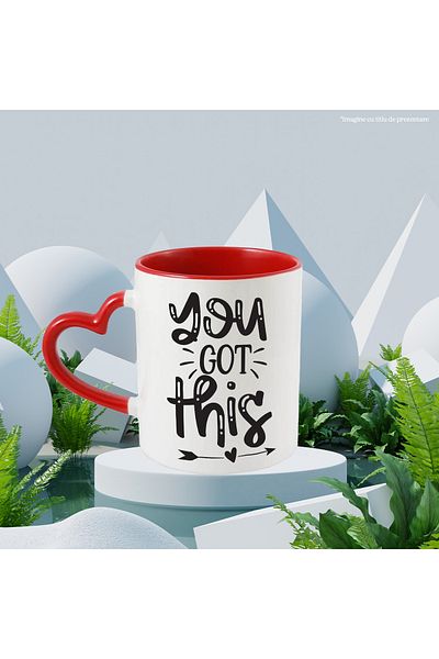 StoryGift Romania Mug with heart and the text in English "You got this" - you can handle this with M, Cu, STG