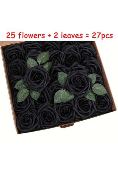 Choice black 27pcs Artificial Flowers, Fake Flowers Roses W/stem For Party DIY Wedding Bouquets Centerpiece