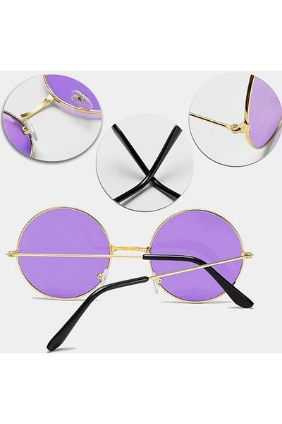 PRATİKOBA Yulak Glass John Lennon Style Gold Framed Purple Glasses