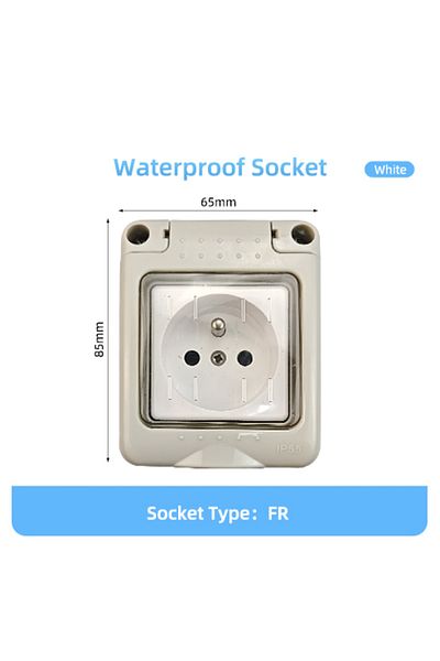 HerePow Fr Ip55 Waterproof Socket Universal Uk Eu Fr Dual Standard Outdoor Power Outlet, Kitchen And