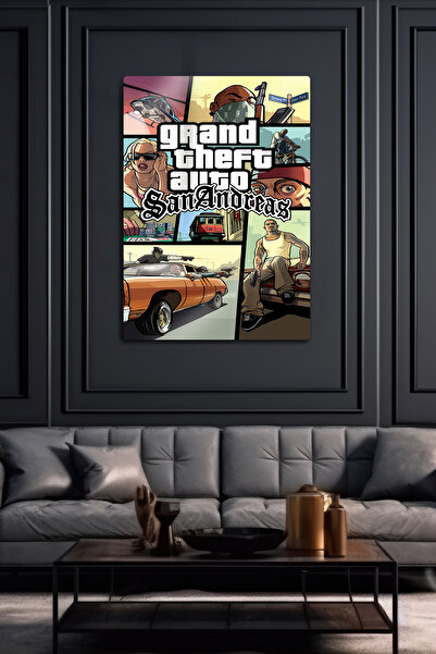 DekorHane Μεταλλική εκτύπωση - GTA San Andreas, Grand Theft Auto, Rockstar Games, CJ Bright Wall Painting
