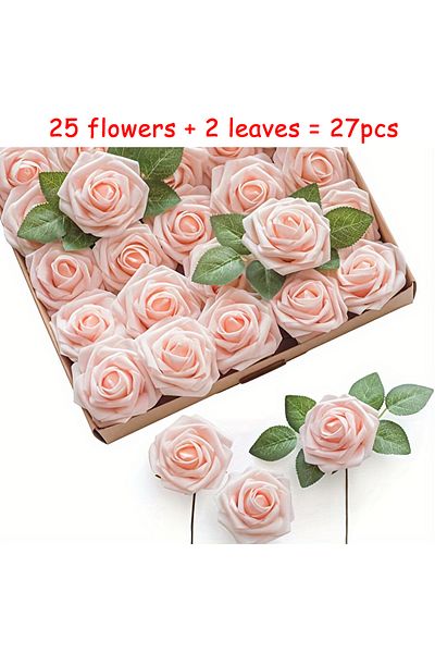 Choice Light Pink 27pcs Artificial Flowers, Fake Flowers Roses W/stem For Party DIY Wedding Bouquets Center