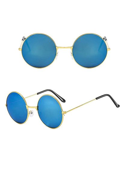 PRATİKOBA Yulak Glass John Lennon Style Gold Framed Blue Glasses