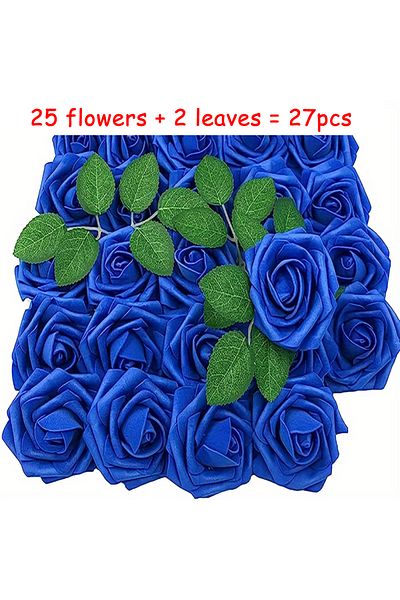 Choice DEEP BLUE 27pcs Artificial Flowers, Fake Flowers Roses W/stem For Party DIY Wedding Bouquets Centerp