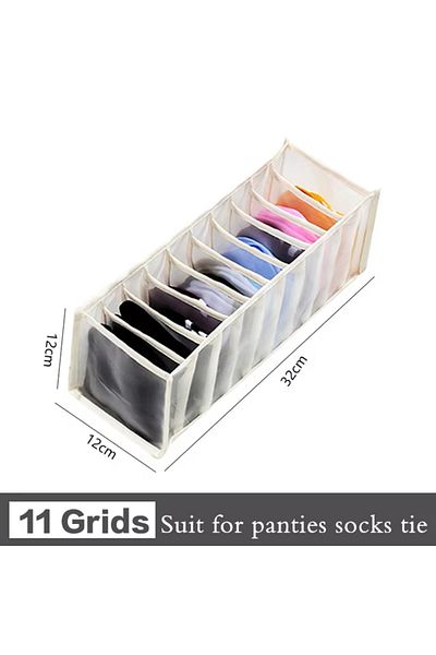 Choice M Beige 1pc Closet Organizer For Socks Separated Underwear Storage Box Jeans Bra Foldable