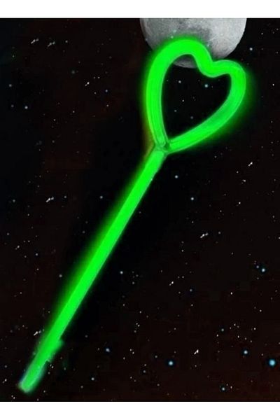PRATİKOBA Glow in the Dark Party Heart Shaped Wand Stick 6 Colors 6 Pieces
